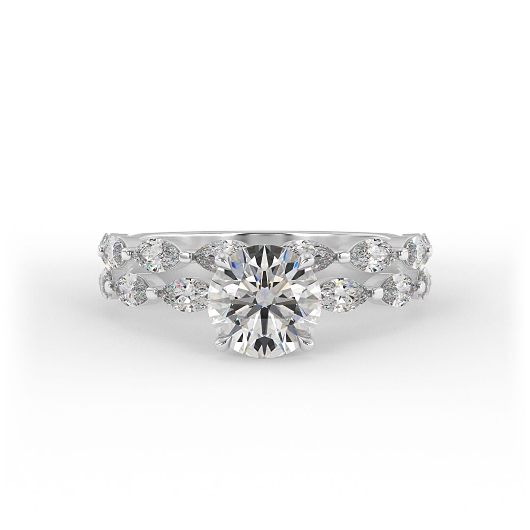 Scarlett Brilliant Round Double Band Prong Set Lab Grown Engagement Ring