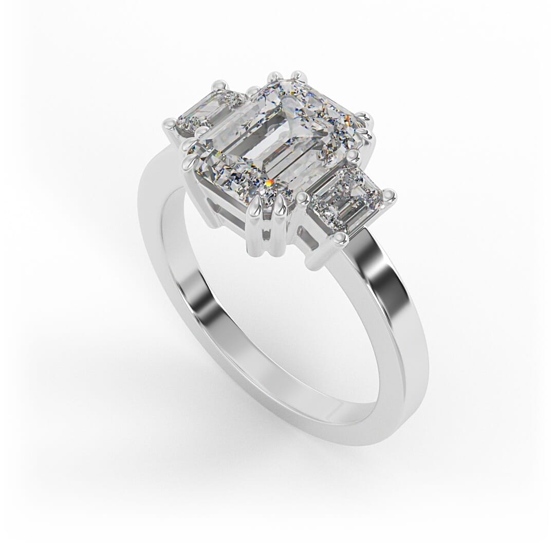 Sienna Emerald 3 - Stone Set Lab Grown Engagement Ring