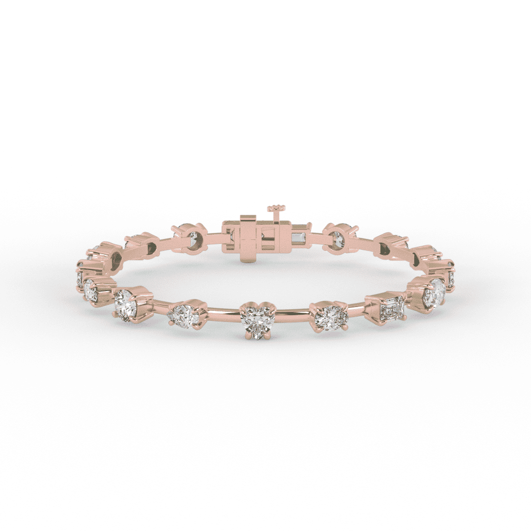 Spaced Lab Grown Diamond Mixed Shapes Tennis Bracelet