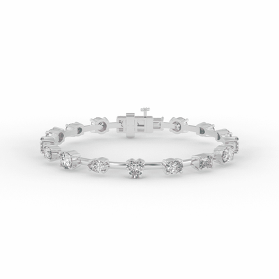 Spaced Lab Grown Diamond Mixed Shapes Tennis Bracelet