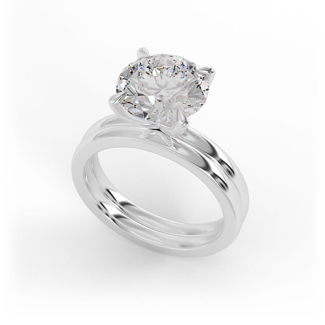 Stella Double Band Brilliant Round Solitaire Engagement Ring