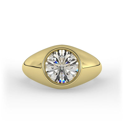 Unisex Brilliant Round Bezel Set Ring