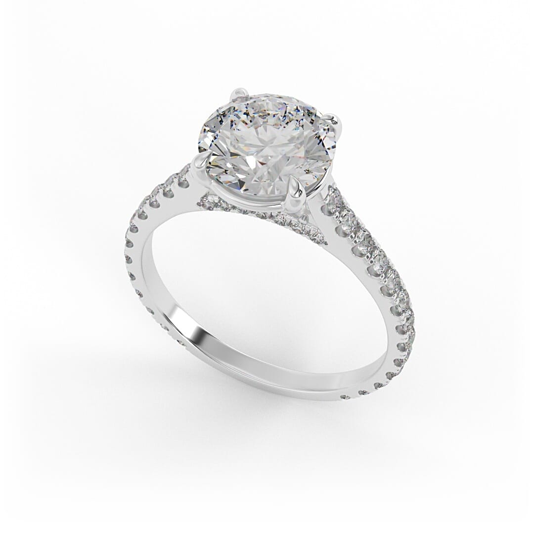Willa Brilliant Round Pave Set Lab Grown Engagement Ring