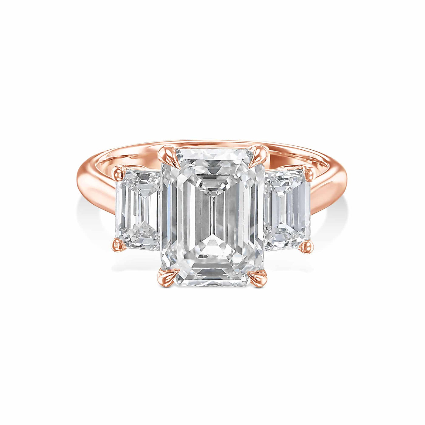 Genevieve 3-Stone Emerald Lab Grown Engagement Ring