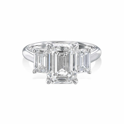 Genevieve 3-Stone Emerald Lab Grown Engagement Ring