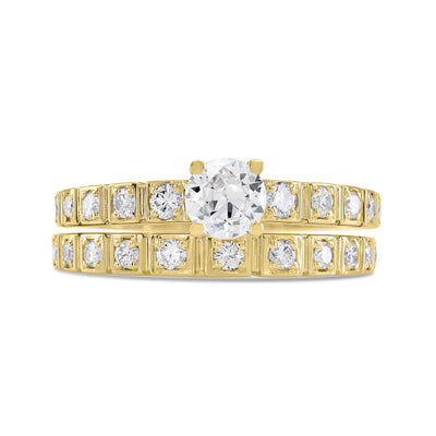 The Nancy Set Brilliant Round Engagement Ring and Wedding Band